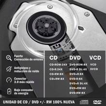 Unidad De Dvd Externa, Usb 3.0 Dvd+/cd/-rw Quemador Lector - Negro - Ver 2