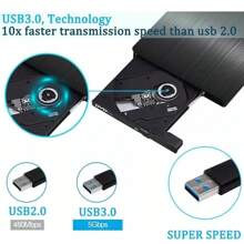 Unidad De Dvd Externa, Usb 3.0 Dvd+/cd/-rw Quemador Lector - Negro - Ver 5