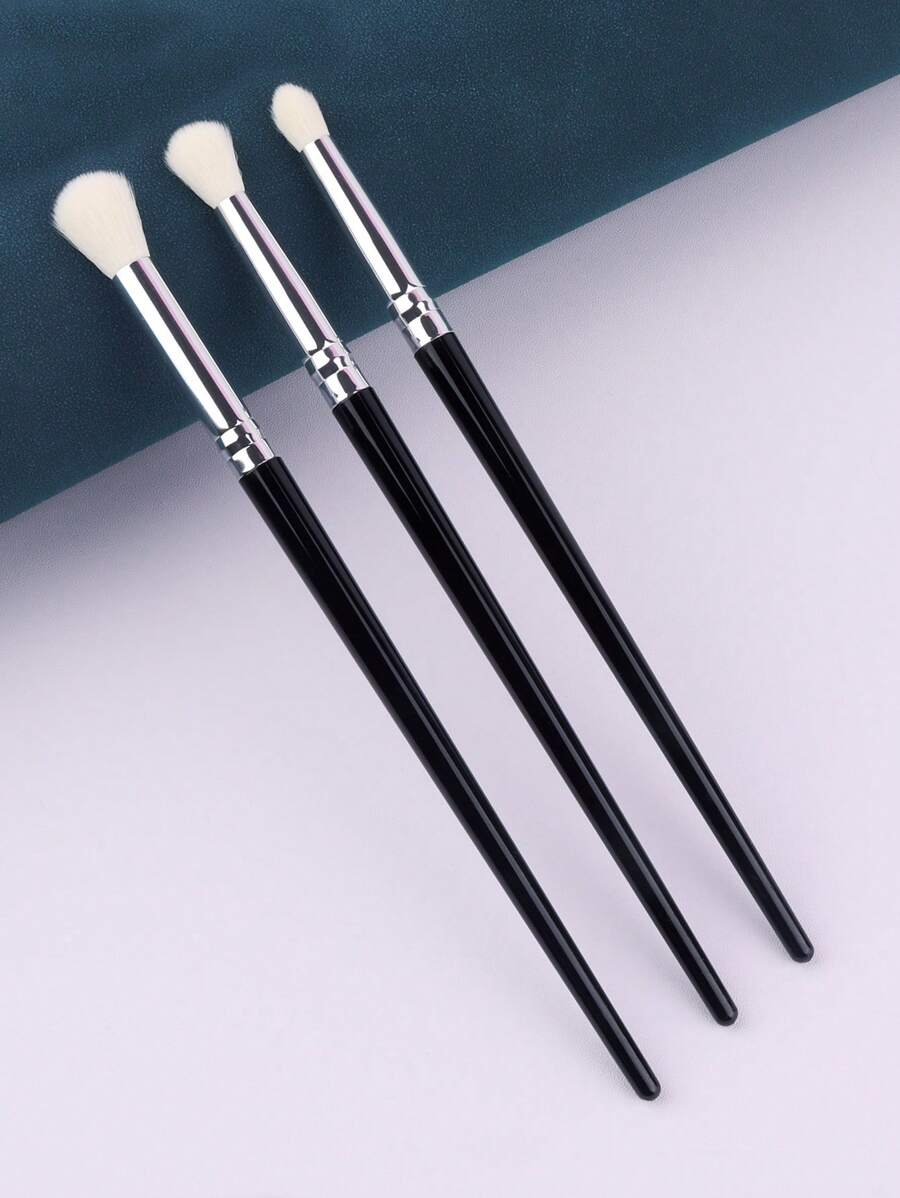 3pcs Blending Brush Nose Shadow Brush Detail Brush,Eyebrow Brush,Eyeshadow Brush,Spoolie,Spoolie Brush - Black - View 1