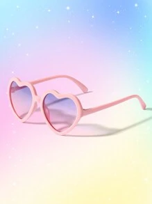 5 Pcs Girls 3-8 Years Old Heart Shape Transparent Loose Powder Solid Powder Frame Cute Fashion Sunglasses For Daily Use