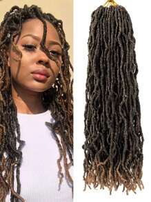 1pack Ombre Light Brown Extensions, Faux Locs Crochet Hair, Soft Locs Light Brown Extensions, Synthetic Crochet Hair, Synthetic Dreadlocks Hair Extensions For Christmas Gifts (T27#) - Ombre - View 1