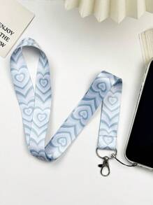 1入手機掛繩,淺藍色愛心圖案,可作頸掛、手鍊或手機掛飾,適用於男女老少,大多數智慧型手機均適用,是生日或聖誕節送給男孩和女孩的極佳禮物