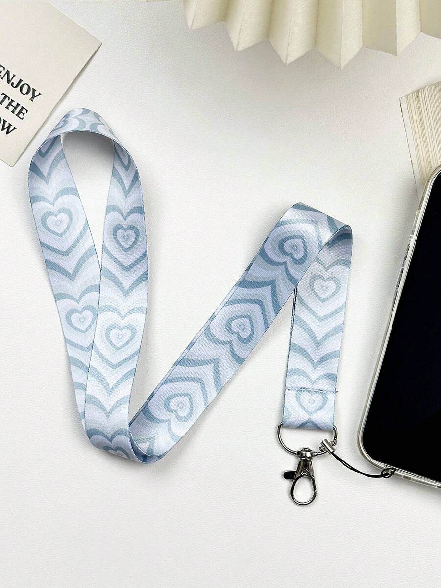1入手機掛繩,淺藍色愛心圖案,可作頸掛、手鍊或手機掛飾,適用於男女老少,大多數智慧型手機均適用,是生日或聖誕節送給男孩和女孩的極佳禮物