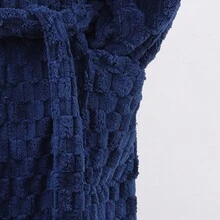 1pc Coral Fleece Turtle Shell Texture Bathrobe With Hood For Men, Soft, Absorbent And Suitable For Bathroom, Bedroom, Poolside, Casual Wear - Blue - View 4