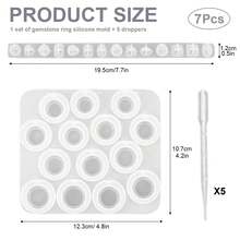 樹脂戒指模具,7種尺寸矽膠樹脂模具,水晶鑽石戒指模具,珠寶製作環氧模具,婚禮生日禮物手工藝品diy珠寶,耳環,吊墜等製作用的樹脂鑄模 - 白色 - 查看 2