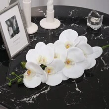 A七帶頭膠合人造蝴蝶蘭,白色,仿真花,擬真綠植,工廠風俗,學校宿舍辦公室裝飾用品,回到學校季節裝飾用品,戶外派對活動假期生日派對裝飾用品,聖誕萬聖節收成節日裝飾,家庭門酒店餐廳客廳臥室婚宴廚房花園裝飾用品 - 白色 - 查看 6
