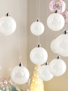 6入組聖誕樹裝飾用寵物透明球形裝飾,蛋糕裝飾,掛件,展示裝飾 - 白色 - 查看 2