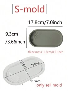 1pc Rose Pattern Oval Tray Cement Mold Leaf Daisy Pattern Pallet Silicone Mold Home Decor Gypsum Epoxy Resin Storage Tray Molds - White - View 5