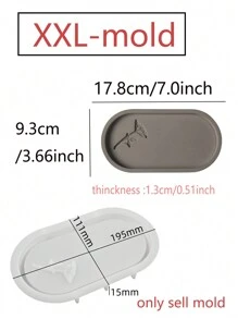 1pc Rose Pattern Oval Tray Cement Mold Leaf Daisy Pattern Pallet Silicone Mold Home Decor Gypsum Epoxy Resin Storage Tray Molds - White - View 9