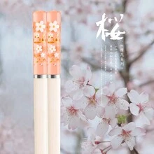 Baltens Japanese Style Alloy Sakura Chopsticks Set For Family Dining - Pink - View 3
