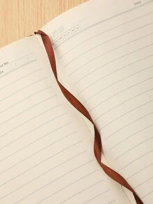 1pc A5 Solid Color Hardcover Notebook With Elastic Band, Optional Pen - Red - View 5