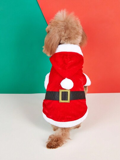 1pc vermelho e branco natal pet jaqueta, lã quente pet roupas adequadas para gatos e cães