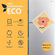 5pcs Kitchen Dishwashing Cloths Set - Reusable Cleaning Cloth, Quick Drying Decorative Tea Towel, Cartoon Style Dish Towel, Antibacterial Cleaning Brush, Compressed Sponge Magic Cleaning Cloth For Dishes, Pots, Pans And All The Cooking Wares - Multicolor - View 5