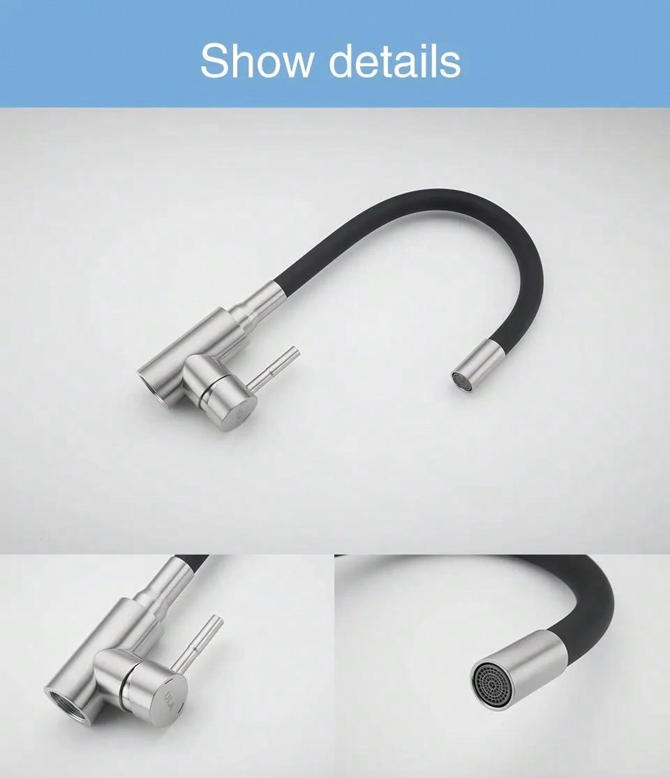 A Set G1/2 Stainless Steel Kitchen Faucet Flexible Spout Kitchen Sink