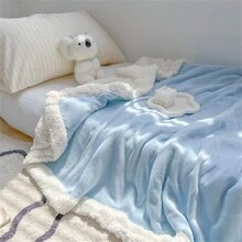 1件加厚起毛重的毛毯,奶絨面料,適用於臥室,客廳,旅行 - 彩色 - 查看 6