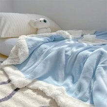 1件加厚起毛重的毛毯,奶絨面料,適用於臥室,客廳,旅行 - 彩色 - 查看 5