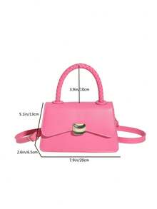 Mini Fashionable Crossbody Bag Solid Color Handbag Korean Style Small Square Bag - Pink - View 6