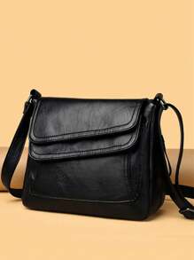 Fashionable Ladies' Shoulder Bag/crossbody Bag/classic Minimalist Square Bag With Double Flap