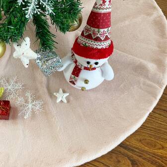 1pc 48inch Round Pink Christmas Tree Skirt For Decoration