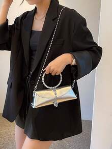 女士獨特設計新潮流鍊帶手提斜跨包獨特手拿包派對包