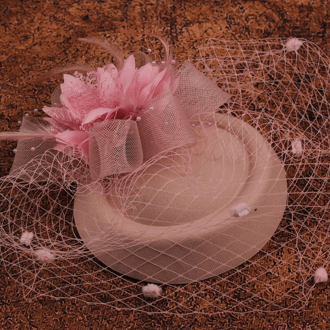 1Pcs Nude Fascinator Hats For Women Elegant 20s 50s Vintage Flower Veil