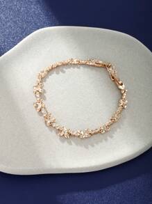 1pc Charming Copper Alloy Rhinestone Decorated Bracelet Suitable For Women Daily Decoration - Champagne - View 3