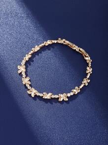 1pc Charming Copper Alloy Rhinestone Decorated Bracelet Suitable For Women Daily Decoration - Champagne - View 2