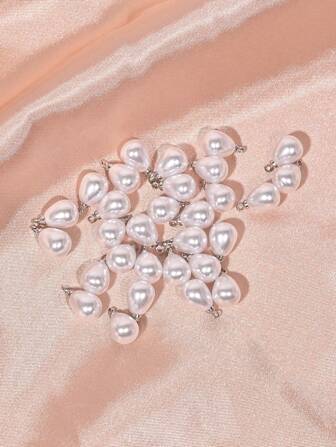  30pcs Light Luxury & Simple Faux Pearl Teardrop Shaped Diy Jewelry Pendant & Bead For Bracelet, Necklace, Earrings Making