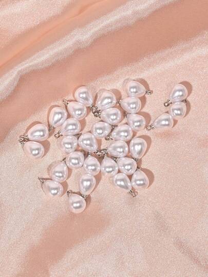 30pcs Light Luxury & Simple Faux Pearl Teardrop Shaped Diy Jewelry Pendant & Bead For Bracelet, Necklace, Earrings Making