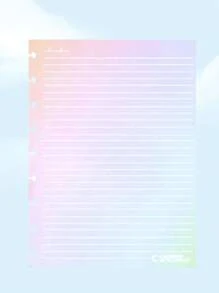 Caderno Inteligente, Refil Folha pautado Arco Iris Rainbow linha branca Tam. Grande - Multicolorido - Visão 3