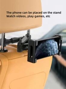 1pc Upgraded Car Headrest Mount Tablet & Phone Holder, 360 Degree Rotation, Extendable & Retractable Stand, Black - Black - View 4