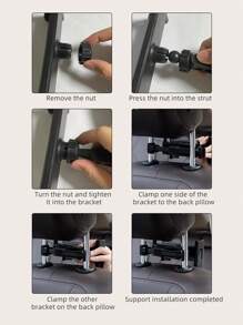 1pc Upgraded Car Headrest Mount Tablet & Phone Holder, 360 Degree Rotation, Extendable & Retractable Stand, Black - Black - View 8