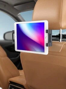 1pc Upgraded Car Headrest Mount Tablet & Phone Holder, 360 Degree Rotation, Extendable & Retractable Stand, Black - Black - View 3