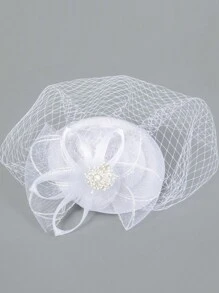 White Fascinator Hair Clip - White - View 2