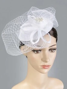 White Fascinator Hair Clip - White - View 1