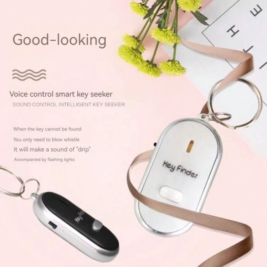 Smart Key Finder, Voice Control Locator, Anti-Lost Alarm, Whistle To Find Keys - White - View 1