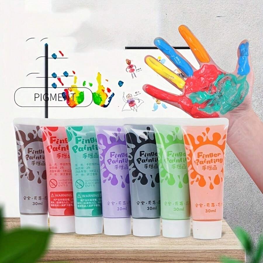 7pcs Washable Finger Paint, Finger Paint, Finger Painting Supplies For Gifts, Craft Projects,Hand Painting DIY Crafts(30ML) Back To School,Mother's Day,Mom's Gift,Back To School,School Supplies - Multicolor - View 1