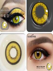 Pupilentes lentes de contacto Bella Yellow Amarillo Duración Anual Con Estuche - Amarillo - Ver 1