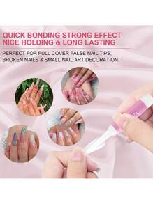 Pegamento De Uñas, Pegamento Profesional Duradero Para Consejos De Uñas De Acrílico, Súper Adhesión Para Uñas De Acrílico Y Papel De Prensa, Pegamento De Uñas Adhesivo Para Consejos De Uñas Falsas 0.07 Onzas / Piezas (6 Piezas) - transparente - Ver 2