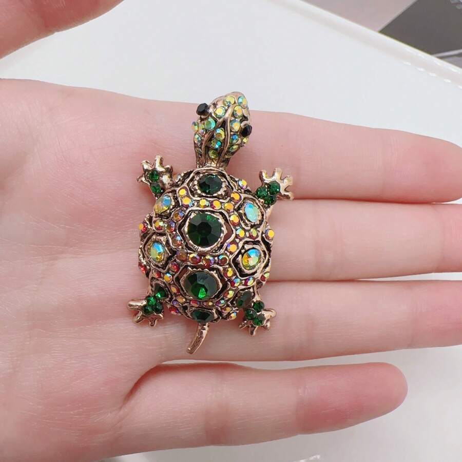 1 Pieza Broche Con Forma De Animal Lindo Y Creativo Con Pedrería Para Uso Diario De Los Hombres - Verde - Ver 1