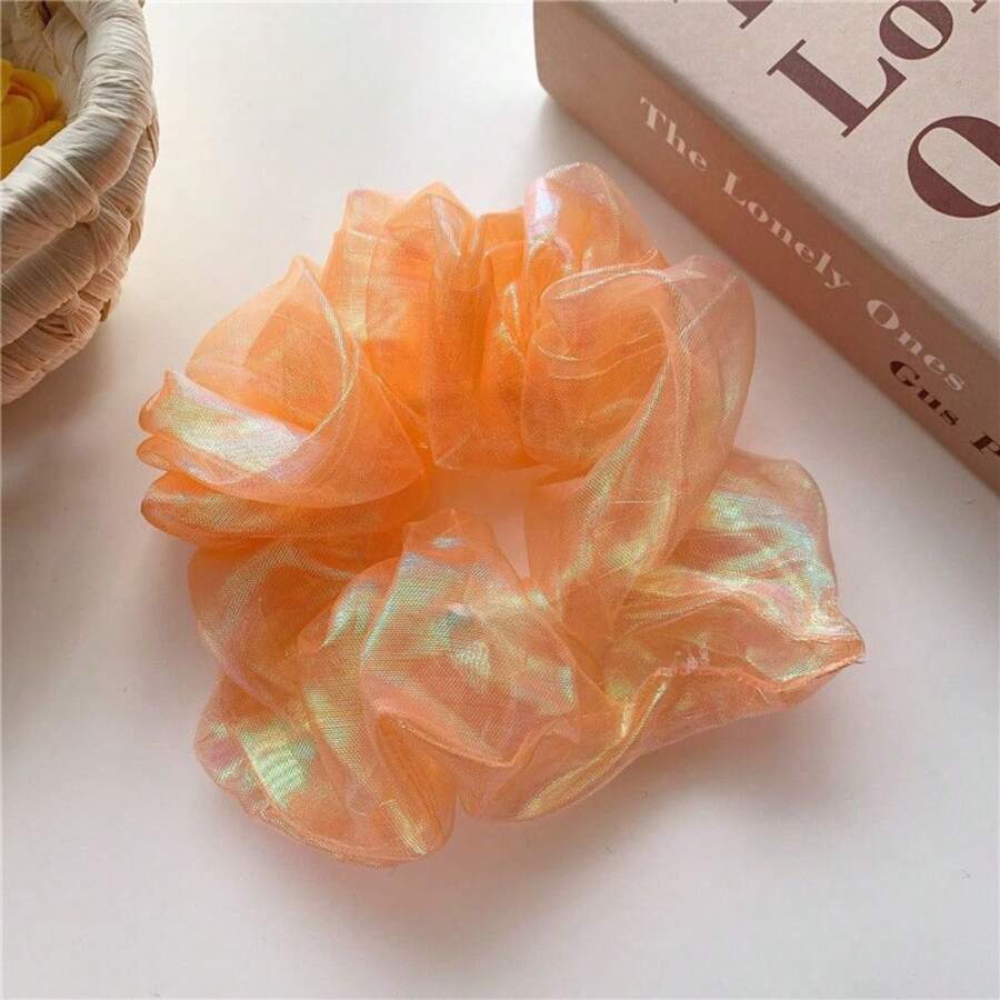 发带 大号闪亮丝绸弹性彩色发带 雪纺 新款弹力发绳 女士发饰