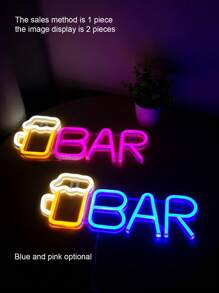 1入裝酒杯造型led霓虹燈,可使用usb和電池供電,適合節日房間裝飾 - 彩色 - 查看 1