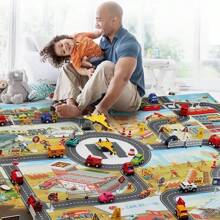 1入兒童汽車玩具城市建設地帶交通停車遊戲地圖玩具，室內/室外活動地毯，最佳兒童禮物，戶外野餐地墊，校園、學生、文具、學校用品 - 黃色 - 查看 2