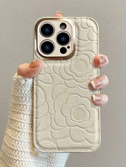 Camellia Flower Pattern Soft TPU Leather Phone Case Compatible With IPhone17 Air 17 Pro Max 16 Pro 15 Plus 14 Pro Max 13 12 11