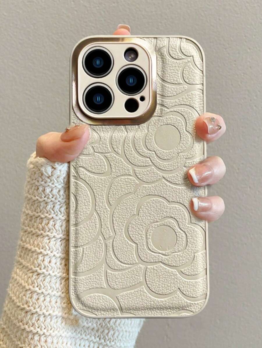 山茶花图案柔软TPU皮革手机壳适用于iPhone17 Air 17 Pro Max 16 Pro 15 Plus 14 Pro Max 13 12 11