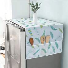 1set Creative Feather Designed Dustproof Cover For Home Fridge; Household Appliances Organizer Storage Bag; Korean Style Cover Hanging Bag For Fridge; Suitable For Home Use, Storage & Organization For Fridge, Desk, Cabinet, Etc. - White - View 3