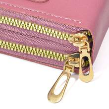 新款女性垂直的拉鍊皮夾手機包系列斜肩包單肩包 - 粉色 - 查看 5