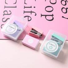 1box Macaron Colored Mini Stapler & Staple Set, Creative Metal Stationery For Students And Office Workers - Green - View 2