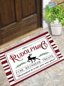 1pc Printed 3d Christmas Theme Lettering, Deer Design Felt Coaster - Apricot - View 2