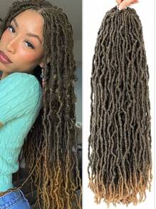 1pack Ombre Light Brown Extensions, Faux Locs Crochet Hair, Soft Locs Light Brown Extensions, Synthetic Crochet Hair, Synthetic Dreadlocks Hair Extensions For Christmas Gifts (T27#) - Ombre - View 5